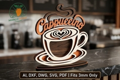 3D Cappuccino Coffee SVG Laser Cut File Product Image 1