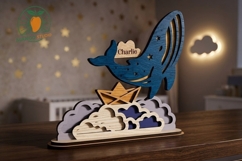 3D Whale Nursery Name Sign Laser Cut SVG Product Image 3