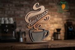 3D Americano Coffee Cup Laser Cut SVG Product Image 2