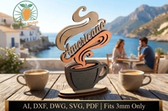 3D Americano Coffee Cup Laser Cut SVG Product Image 1