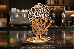 3D Latte Coffee Laser Cut File 3mm Product Image 1
