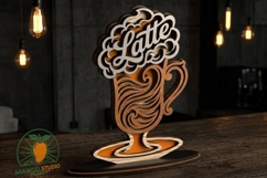 3D Latte Coffee Laser Cut File 3mm Product Image 3