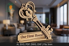 3D First Home Key Multilayer Laser SVG Product Image 1