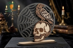 Halloween Skull Raven 3D SVG Laser File Product Image 2