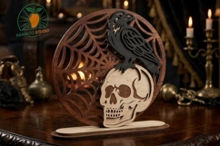 Halloween Skull Raven 3D SVG Laser File Product Image 3