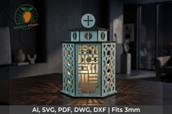 Circle Lattice Wooden Lantern 3S3 Product Image 1