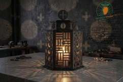 Circle Lattice Wooden Lantern 3S3 Product Image 2