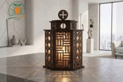 Circle Lattice Wooden Lantern 3S3 Product Image 3