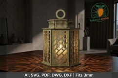 Brick Lattice Wooden Lantern 3S4 Product Image 1