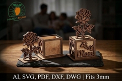3D Rose Flower Box SVG-Best Mom Laser Cut File Product Image 1
