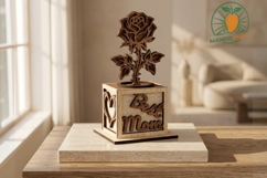 3D Rose Flower Box SVG-Best Mom Laser Cut File Product Image 3