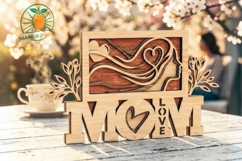 Mother's Day MOM Laser Cut File 3D Layered Floral Wood Sign Product Image 2