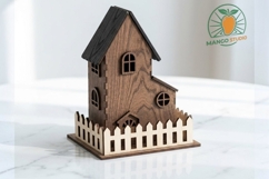 3D Wooden Candle House SVG Laser Cut File Product Image 3