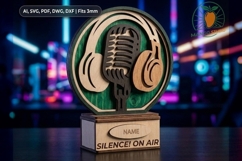 3D Podcast Microphone Sign 3mm SVG Product Image 1