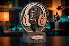 3D Podcast Microphone Sign 3mm SVG Product Image 2
