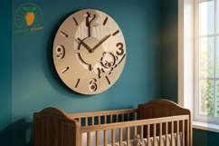 Cute Bear on the Moon Wall Clock SVG Product Image 2