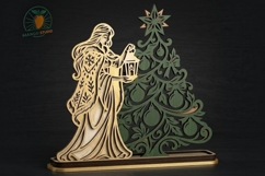 3D Christmas Tree &amp; Girl Lantern SVG Product Image 3