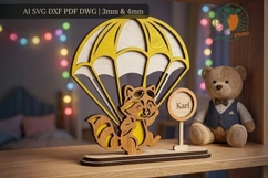 3D Parachute Badger Laser Cut File Product Image 1