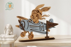 Personalized 3D Pilot Bunny Airplane SVG Product Image 3