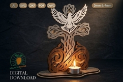 3D Cross Dove Tea Light Candle Holder Product Image 1