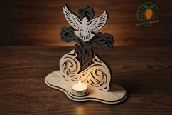 3D Cross Dove Tea Light Candle Holder Product Image 2