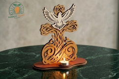 3D Cross Dove Tea Light Candle Holder Product Image 3