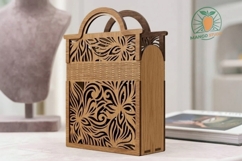 Elegant Floral Wooden Handbag Laser Cut Plan Product Image 2