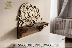 3D Bear & Moon Nursery Wood Shelf Product Image 1