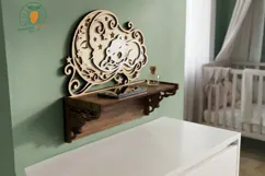 3D Bear & Moon Nursery Wood Shelf Product Image 3