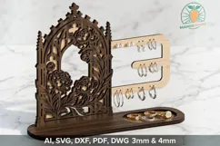 Gothic Peony Jewelry Stand Laser File Product Image 1