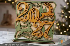 3D New Year 2027 Desktop Stand SVG Product Image 1