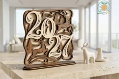 3D New Year 2027 Desktop Stand SVG Product Image 2