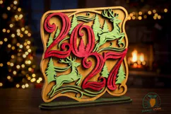 3D New Year 2027 Desktop Stand SVG Product Image 3