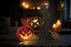 3D Halloween Witch Pumpkin SVG 3mm Product Image 3