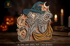 3D Layered Witch Halloween Laser Cut File Product Image 1