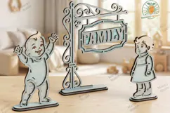 3D Layered Family Nursery Scene Laser Cut Product Image 3