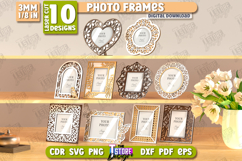 Photo Frames Laser Cut Bundle, Wooden Floral Picture Frames Product Image 1