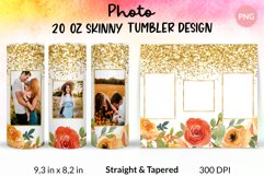 Photo Tumbler Wrap Watercolor Floral Sublimation Design 20Oz