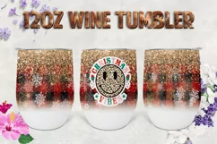Buffalo Plaid Glitter Christmas 12oz wine tumbler 2 Designs Product Image 3