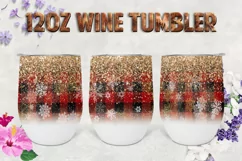 Buffalo Plaid Glitter Christmas 12oz wine tumbler 2 Designs Product Image 2