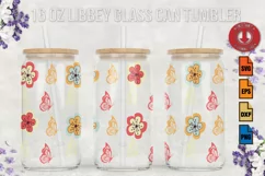 Butterfly Retro Flowers SVG 16oz Libbey Glass Can Tumbler Product Image 1