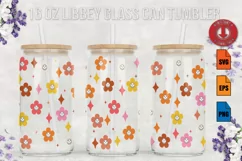 Flowers Retro SVG 16oz Libbey Glass Can Tumbler Product Image 1