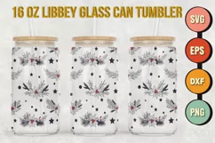 Christmas flowers SVG 16oz Libbey Glass Can Tumbler SVG Product Image 1