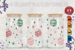 Christmas svg Holly Jolly Vibes 16oz Libbey Glass Can Tumble Product Image 1