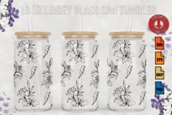 Lily svg Floral Line Art SVG 16oz Libbey Glass Can Tumbler Product Image 1