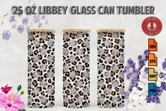 Snowflake Leopard 25oz frosted glass tumbler SVG Product Image 1