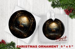 Christmas deer sublimation / round christmas ornament PNG Product Image 1