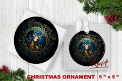 Christmas deer sublimation / round christmas ornament PNG Product Image 1
