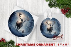 round christmas ornament / Christmas winter deer sublimation Product Image 1