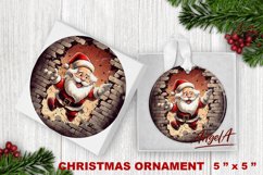 Christmas ornament sublimation / Funny Santa in broken wall Product Image 1